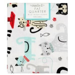 NEW Create It Fat Quarter 18"x21" Cotton Playful Cats Precut Fabric MD-G-PC890
